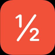 FractionFormatter Logo, a red square with rounded corners and the glyph "½" centered in white